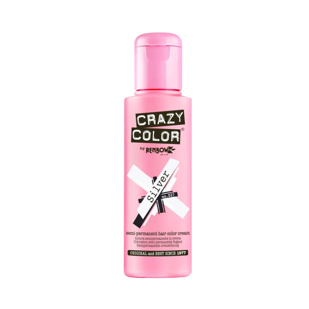 Crazy Color Semi Permanent Hair Color Cream - 27 Silver (100ml) - Crazy Color