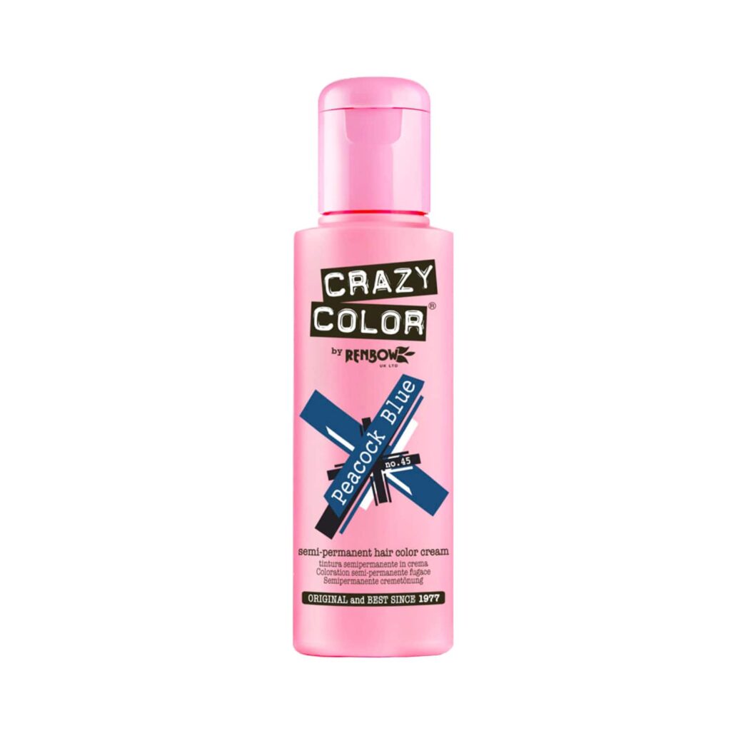 Crazy Color Semi Permanent Hair Color Cream - 45 Peacock Blue (100ml) - Crazy Color