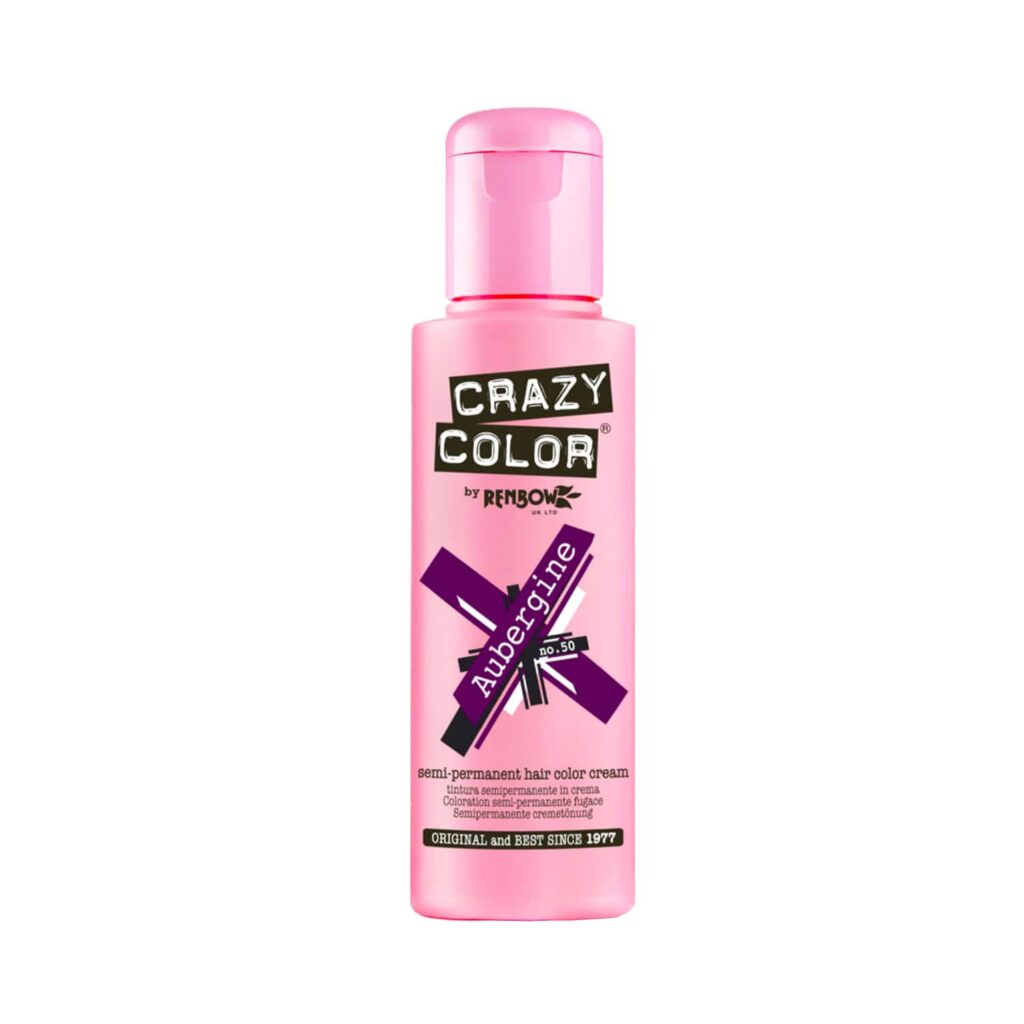 Crazy Color Semi Permanent Hair Color Cream - 50 Aubergine (100ml) - Crazy Color