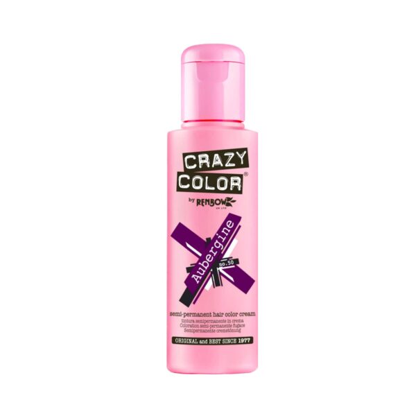 Crazy Color Semi Permanent Hair Color Cream - 50 Aubergine (100ml) - Crazy Color