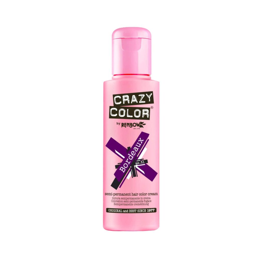 Crazy Color Semi Permanent Hair Color Cream - 51 Bordeaux (100ml) - Crazy Color