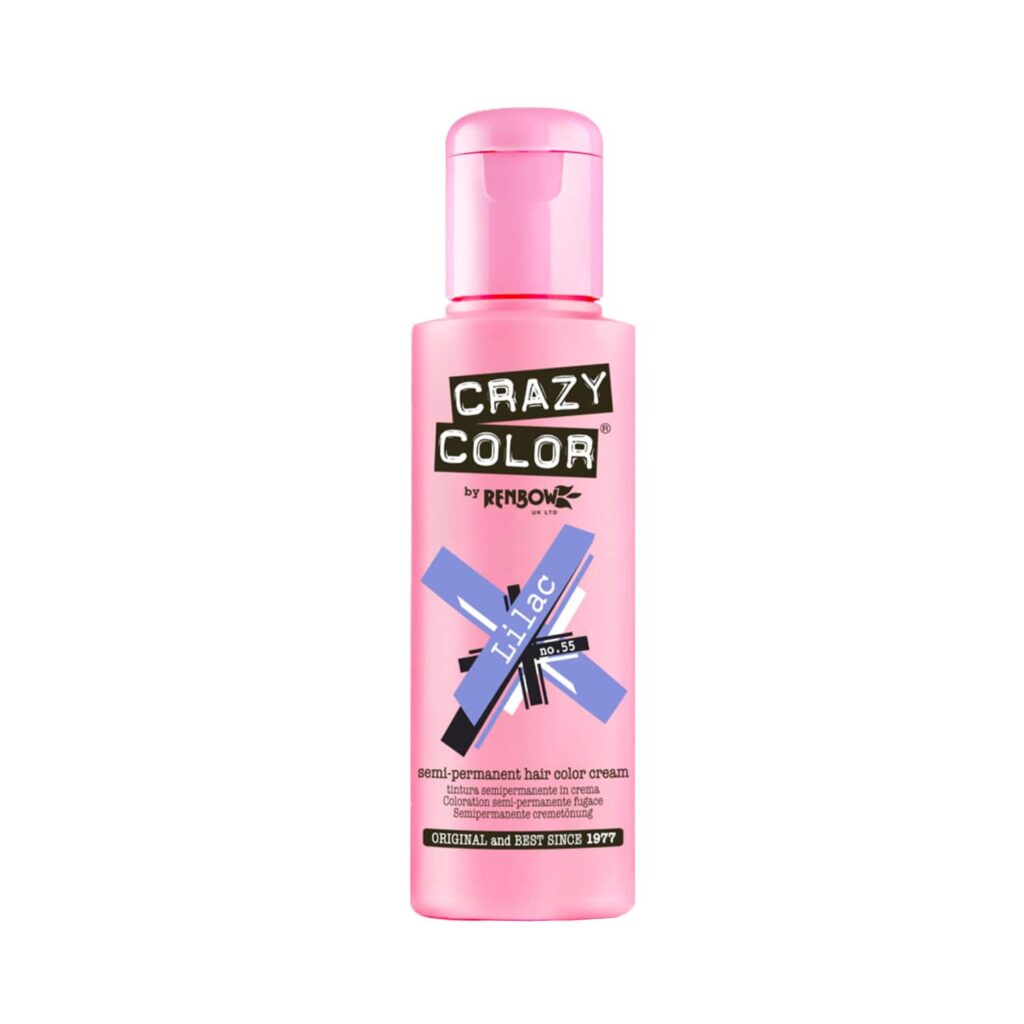 Crazy Color Semi Permanent Hair Color Cream - 55 Lilac (100ml) - Crazy Color
