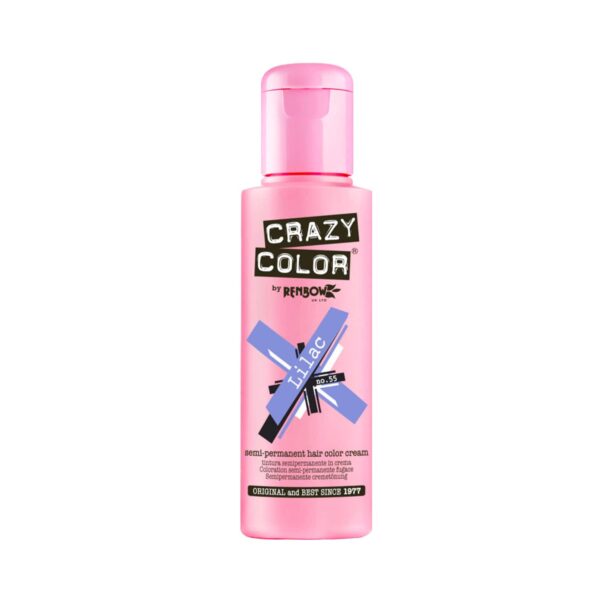 Crazy Color Semi Permanent Hair Color Cream - 55 Lilac (100ml) - Crazy Color