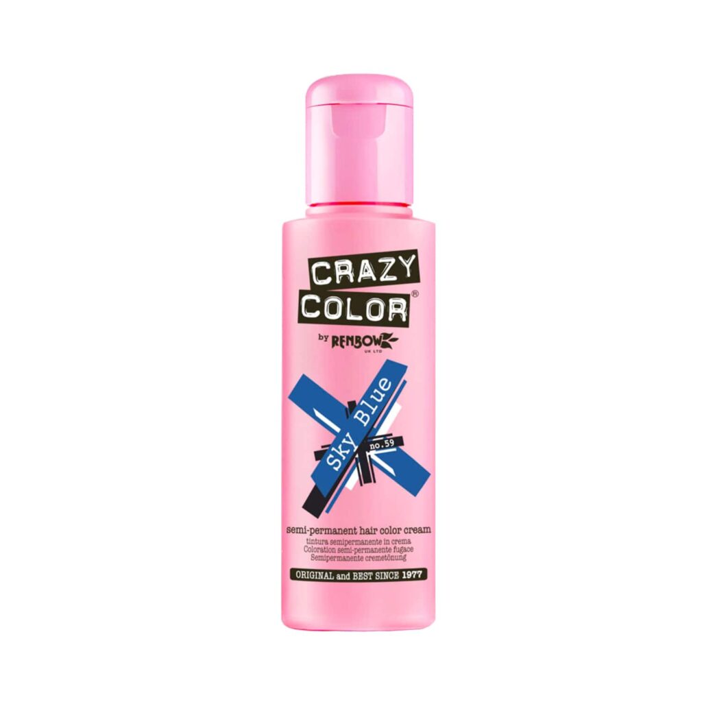 Crazy Color Semi Permanent Hair Color Cream - 59 Sky Blue (100ml) - Crazy Color