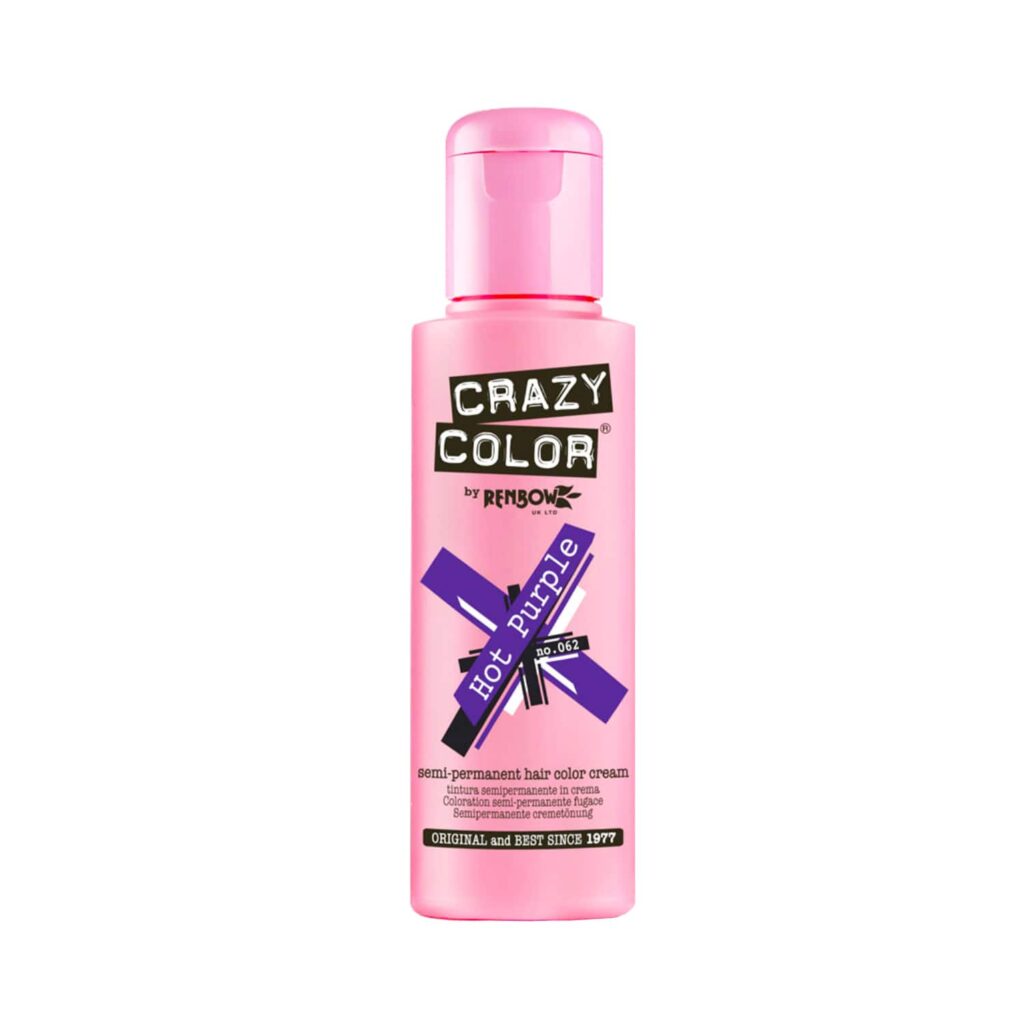 Crazy Color Semi Permanent Hair Color Cream - 62 Hot Purple (100ml) - Crazy Color