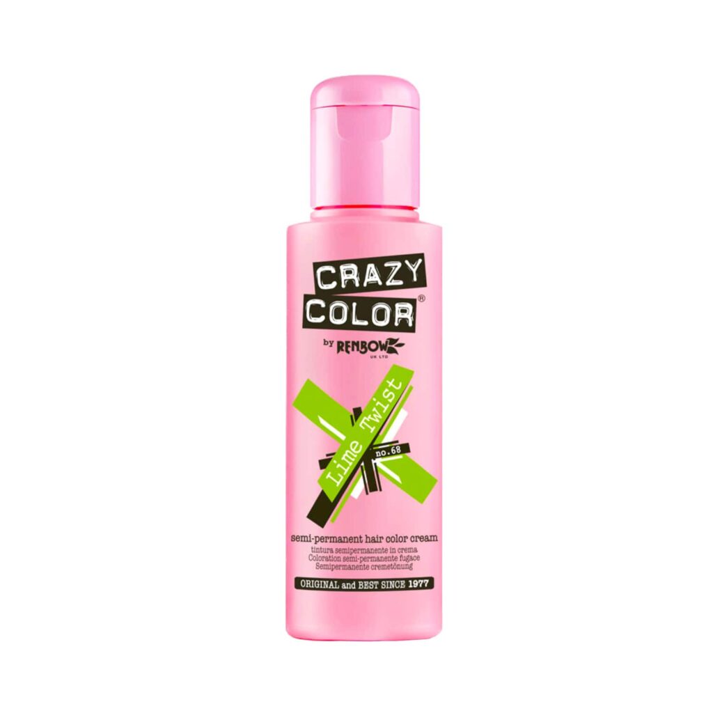 Crazy Color Semi Permanent Hair Color Cream - 68 Limetwist (100ml) - Crazy Color