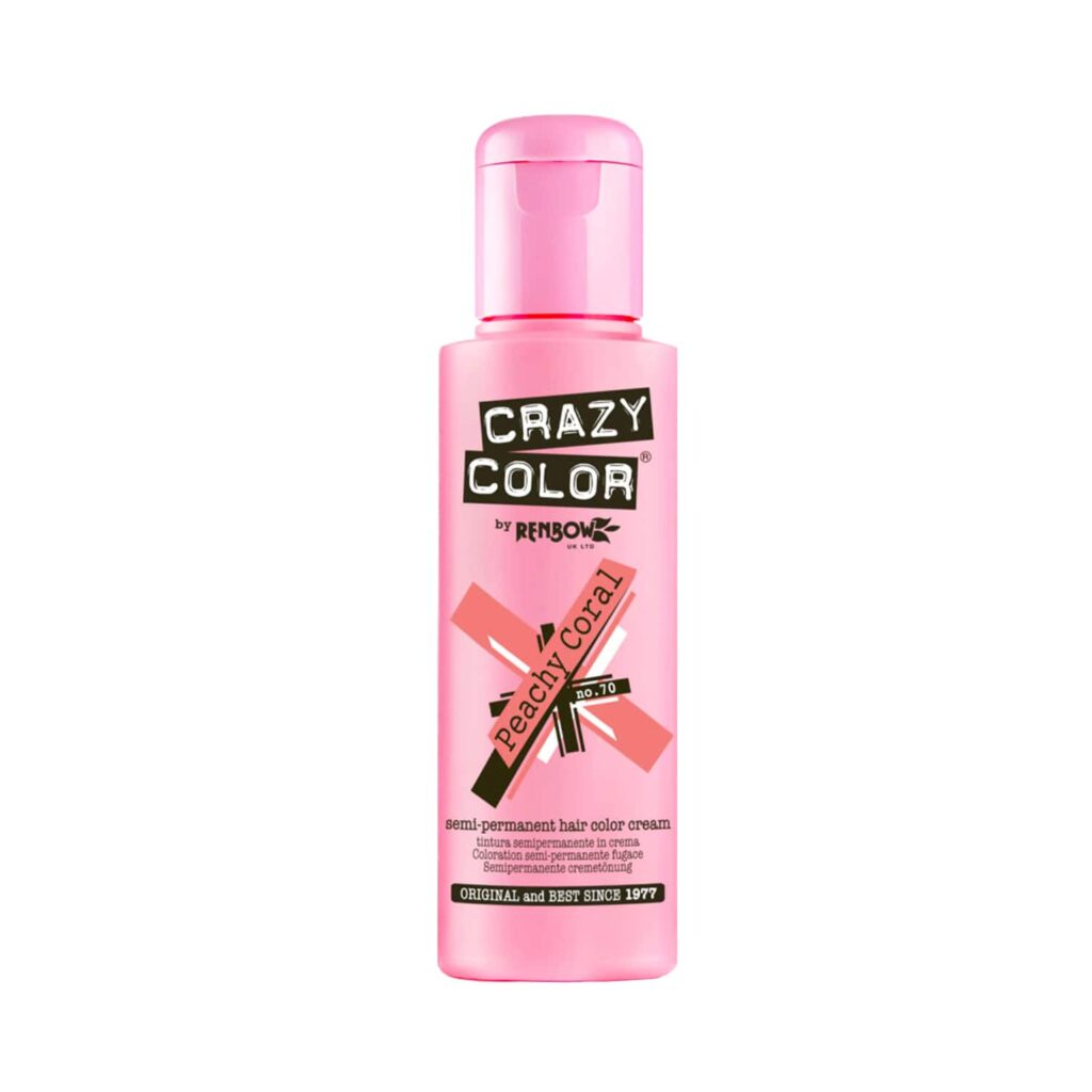Crazy Color Semi Permanent Hair Color Cream - 70 Peachy Coral (100ml) - Crazy Color