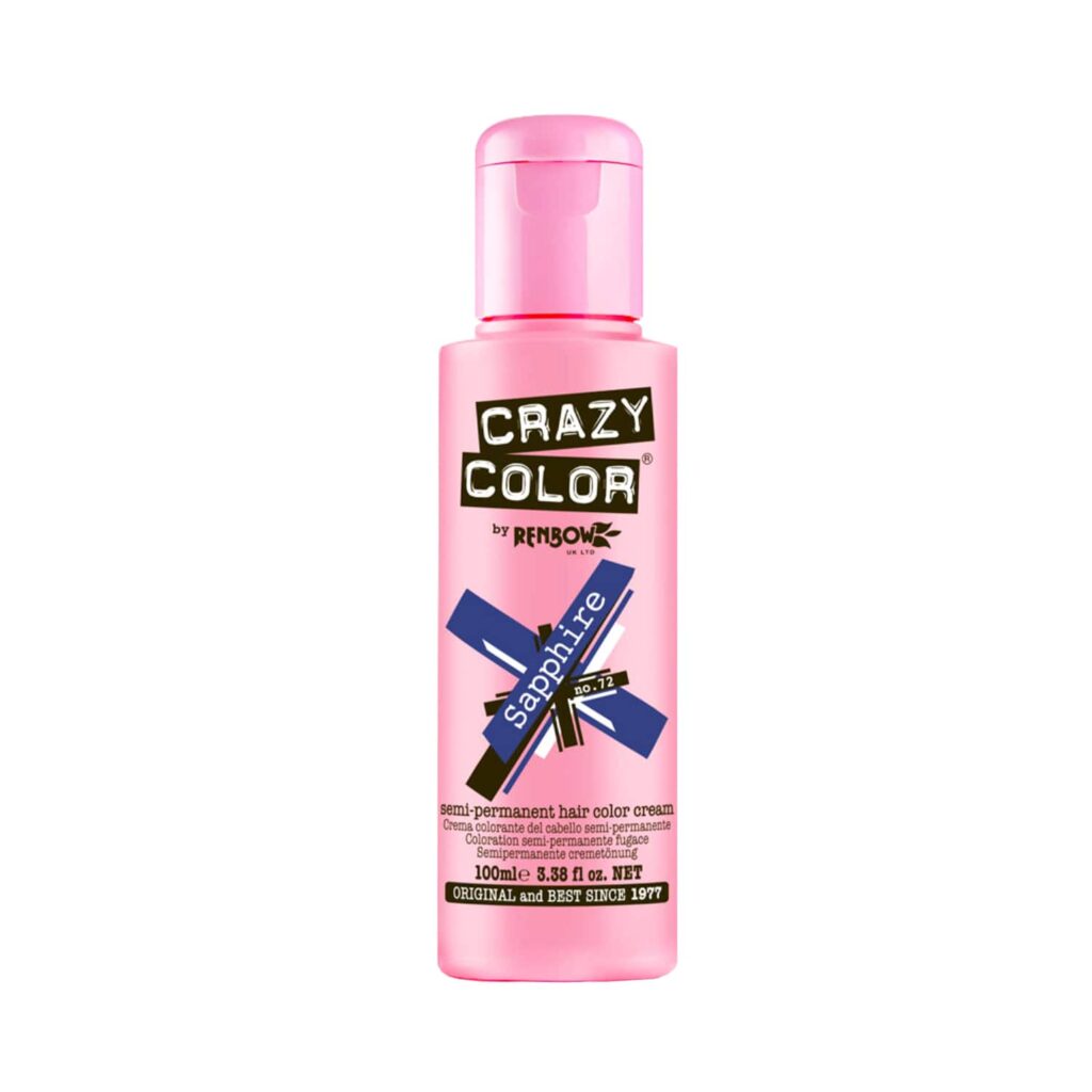 Crazy Color Semi Permanent Hair Color Cream - 72 Sapphire (100ml) - Crazy Color