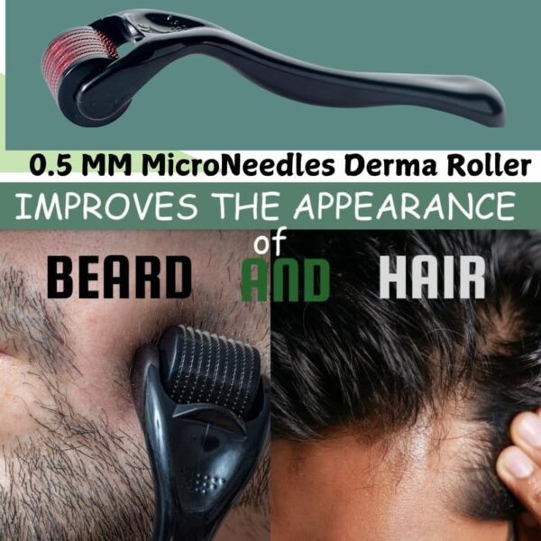 Crescent Premium Derma Roller with 540 Titanium Micro Needles for Beard Regrowth| Hair Regrowth|facial Rejuvenation| Reducing Rrinkles and Stratch Marks| Size: 0.5 Mm|Men &...
