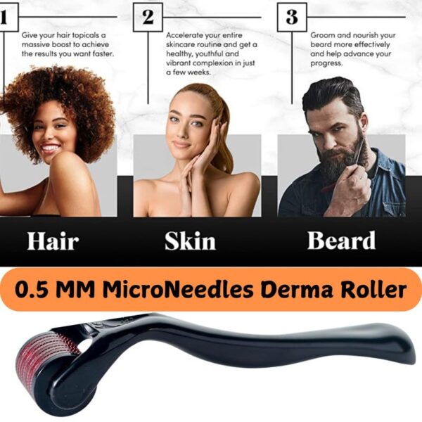 Crescent Premium Derma Roller with 540 Titanium Micro Needles for Beard Regrowth| Hair Regrowth|facial Rejuvenation| Reducing Rrinkles and Stratch Marks| Size: 0.5 Mm|Men &...
