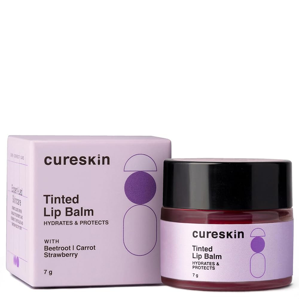 Cureskin Tinted Lip Balm For Women And Men |Hydrates & Protects For Lip Tint With Beetroot,Carrot & Strawberry |Lip Lightening Balm For Dark Lips |Tinted Lip Balm For Dark Lips...