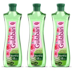 Dabur Gulabari Premium Rose Water with Aloe Vera - 1200 ml (400ml x 3) | Upto 8 HR Skin Hydration | Cleanses, Tones and Moisturises Skin | For All Skin Types