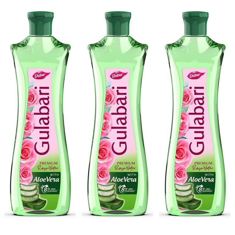 Dabur Gulabari Premium Rose Water with Aloe Vera - 1200 ml (400ml x 3) | Upto 8 HR Skin Hydration | Cleanses, Tones and Moisturises Skin | For All Skin Types