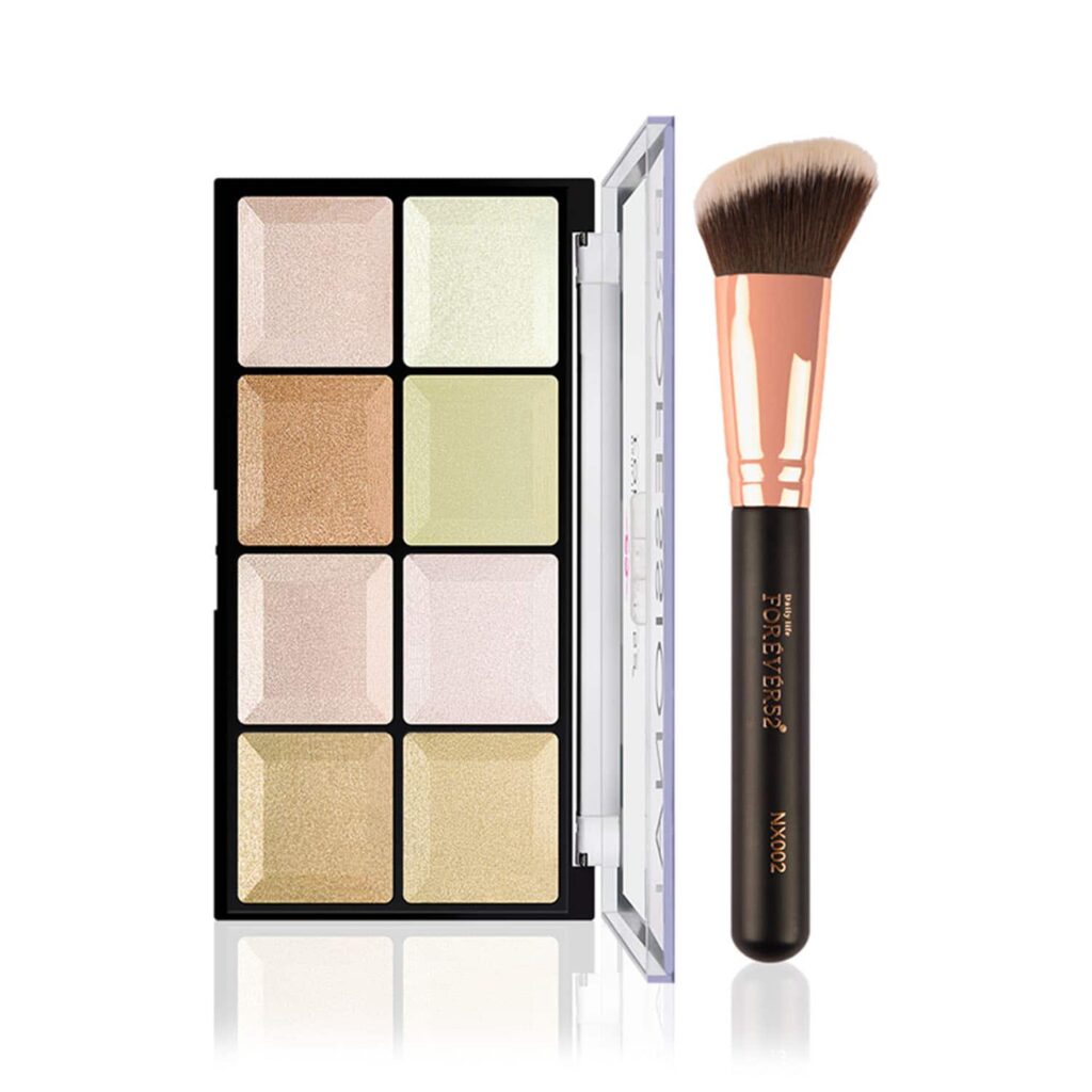 Daily Life Forever52 Spotlight Highlighter Palette & Angled Face Brush Combo Set - Daily Life Forever52