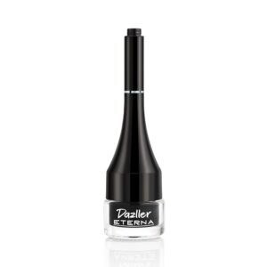 Dazller Eterna Eye Sensation Gel Eyeliner|Water-proof|Smudge-proof|Infused Herbal Extracts - Chamomile & Calendula|Flat Brush|Deep Matte Black|3g