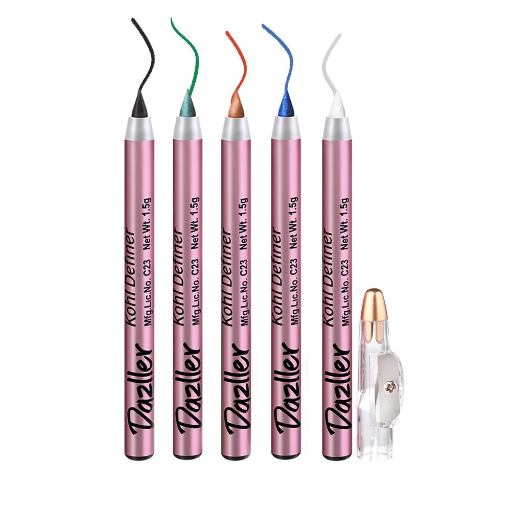 Dazller Kajal Definer,Matte,Easy Blending,Natural Waxes & Castor Oil - (Pack of 5)