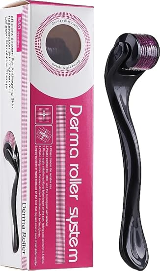 Derma Roller 0.5mm Titanium with 540 Titanium Needles| Hair Growth and Beard Roller | Microneedling for Men/Women | Scalp Microneedling for Hair Density & Thickness