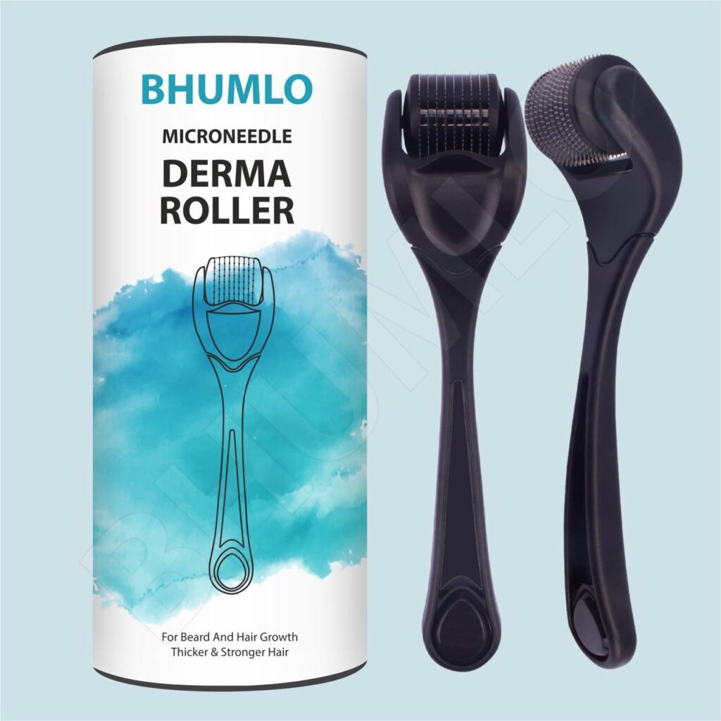 Derma Roller for Hair and Beard Regrowth - 540 Micro 0.5mm Titanium Alloy Needles - Reduces Fall & Stimulates Follicles - Safe, Effective, Easy to Use - Skin Care for Men and Women