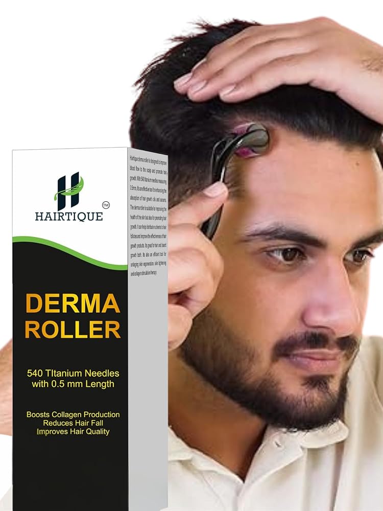 Derma Roller for Hair Regrowth, 540 Titanium Microneedle Derma Roller for Beard Growth Men, Micro Needle Roller for Face and Head, Hair Growth Derma Roller for Men and Women,...