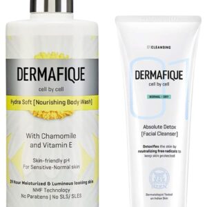 Dermafique Absolute Detox Facial Cleanser – 100ml Fac Hydra Soft Nourishing Body Wash – 500ml Body Wash Enriched with Vitamin E Chamomile Suitable for Sensitive Normal Skin...