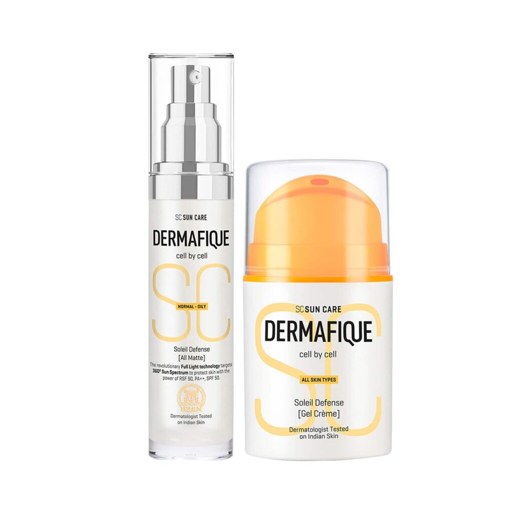 Dermafique All season Sun Protection Combo - Matte Sunscreen + Creme Suncreen - Dermafique
