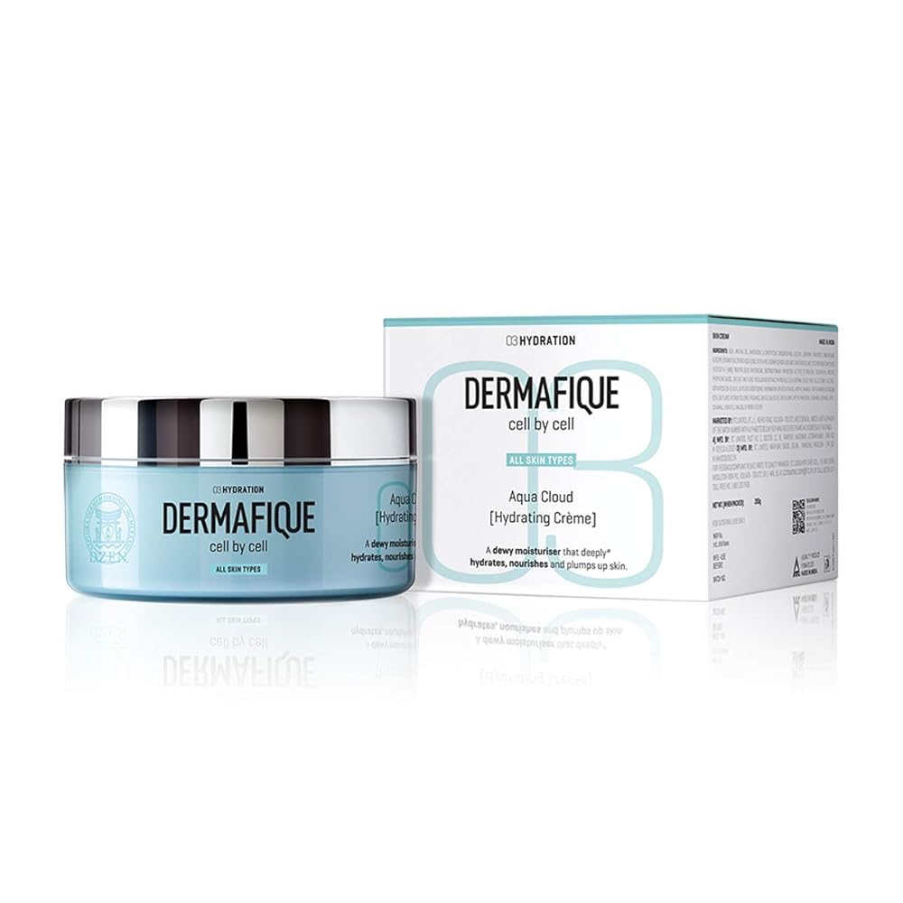 Dermafique Aqua Cloud Hydrating Crème with Shea Butter – 200g, with Seaweed Extracts, Weightless & Non-greasy That Results in Glowing Skin, Moisturizer for Face with Deep...