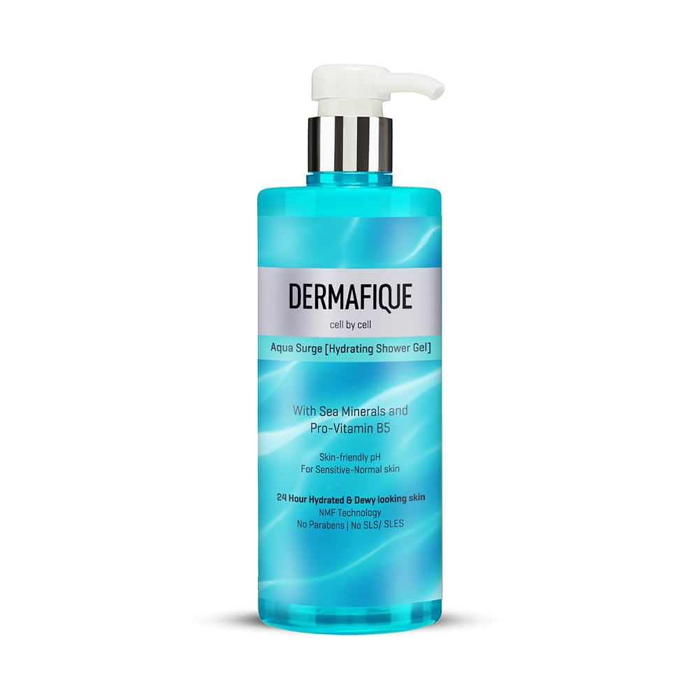 Dermafique Aqua Surge Shower Gel 500ml, Body Wash for Women & Men, No Parabens/SLS/SLES, with Sea Mineral & Pro Vitamin B5, For Hydrated Skin, Suitable for Sensitive-Normal Skin...
