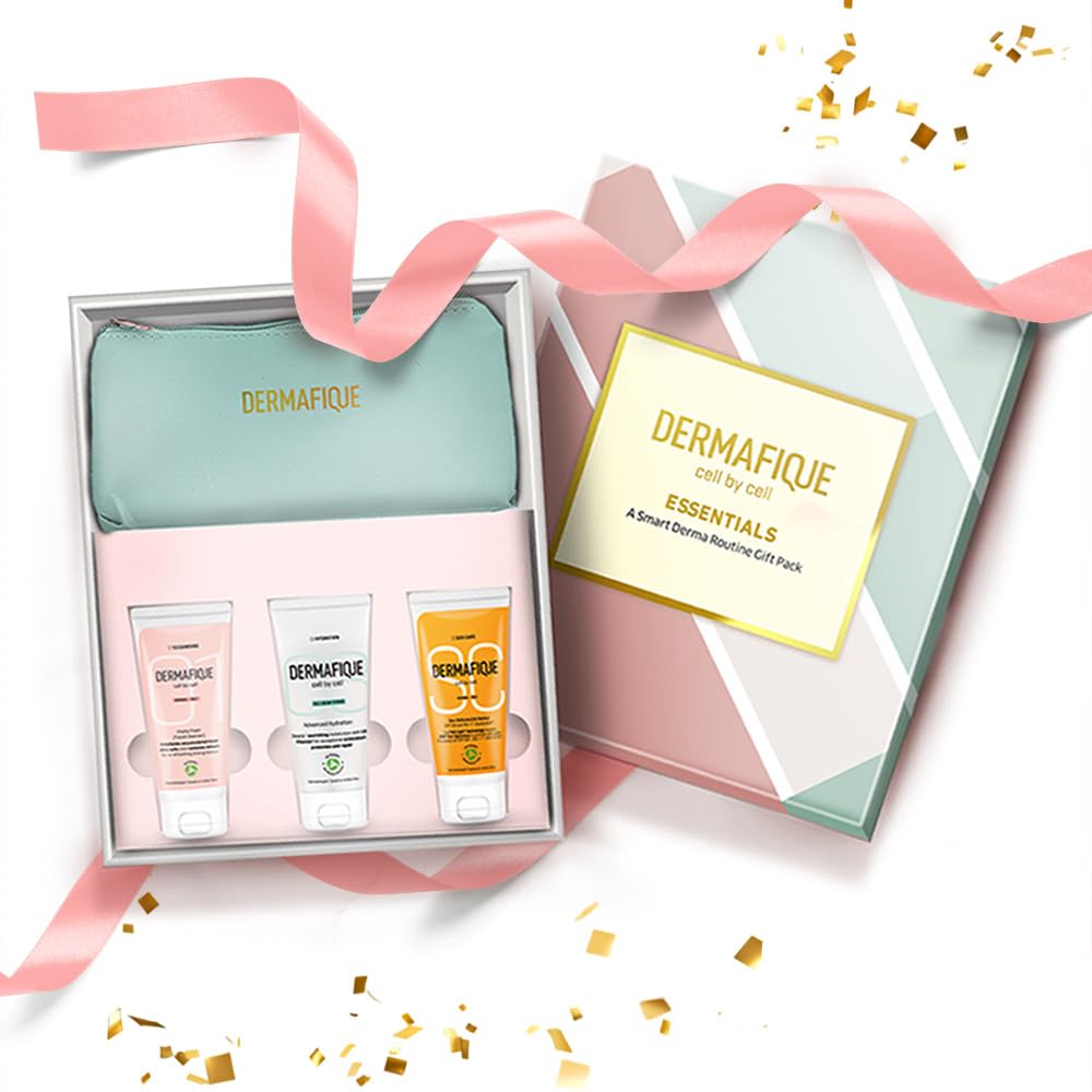 Dermafique Gift Essentials- A Smart Skincare Routine Gift Set of 3, Sunscreen, Face Wash, Face Cream, Gifts for Women & Men, Dermatologist Tested, Gift Item, Best Birthday,...