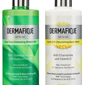 Dermafique Hydra Soft Nourishing Body Wash – 500ml Body Wash Enriched with Vitamin E Chamomile Suitable for Sensitive Normal Skin Balances Skin pH Aqua Cloud Hydrating Shower...