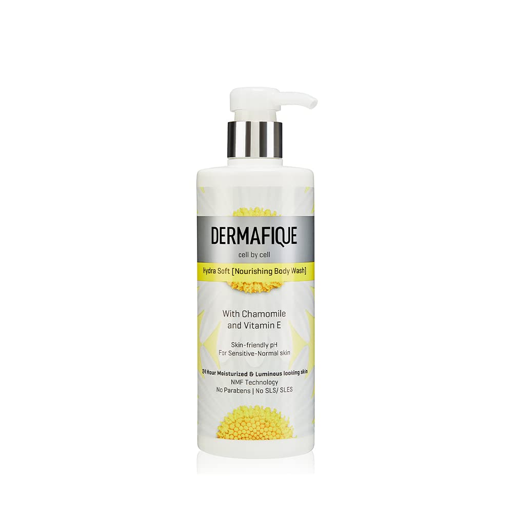 Dermafique Hydra Soft Nourishing Body Wash – 500ml, Showergel for Women & Men, No Parabens/SLS/SLES, With Vitamin E & Chamomile, Suitable for Sensitive - Normal Skin |...