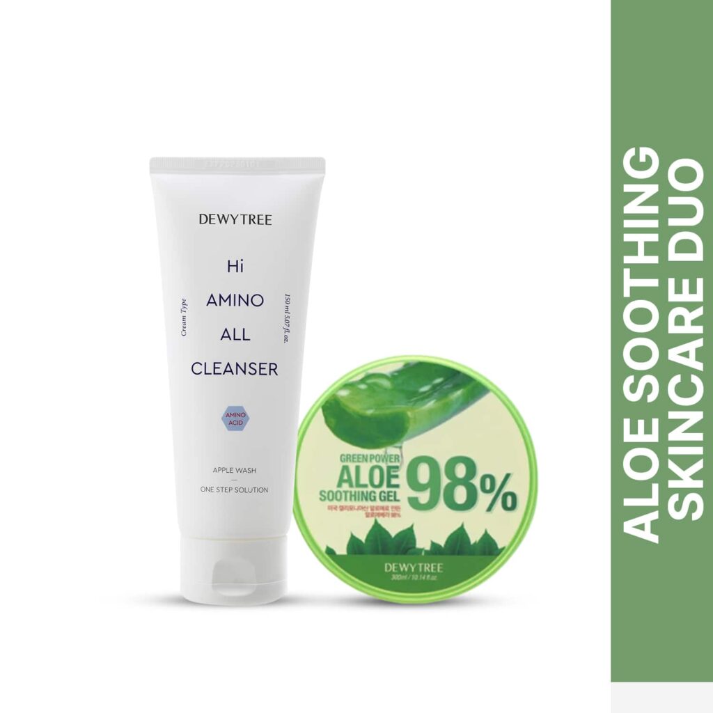 Dewytree Hi Amino All Cleanser (150 ml) & Green Power 98% Aloe Soothing Gel (300 ml) Combo - Dewytree