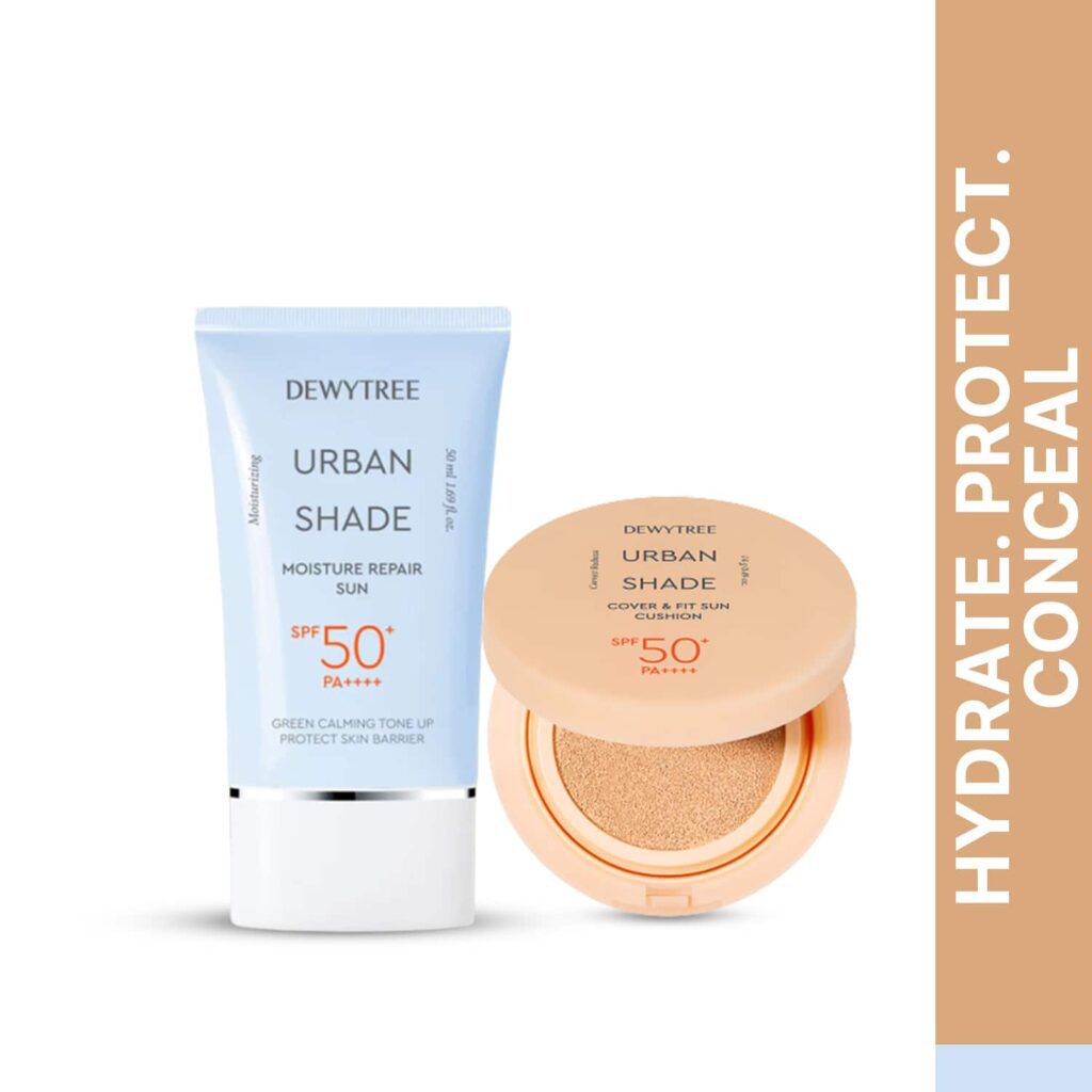 Dewytree Urban Shade Moisture Repair Sunscreen SPF And Cover & Fit Sun Cushion SPF Combo - Dewytree