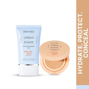 Dewytree Urban Shade Moisture Repair Sunscreen SPF And Cover & Fit Sun Cushion SPF Combo - Dewytree