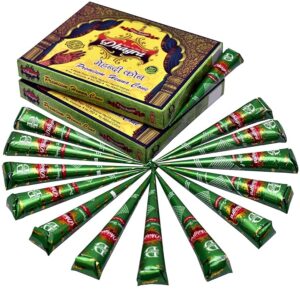 Dhagra's Premium Henna Mehendi Cone (Pack of 2) - 100% Natural - 24 Cones