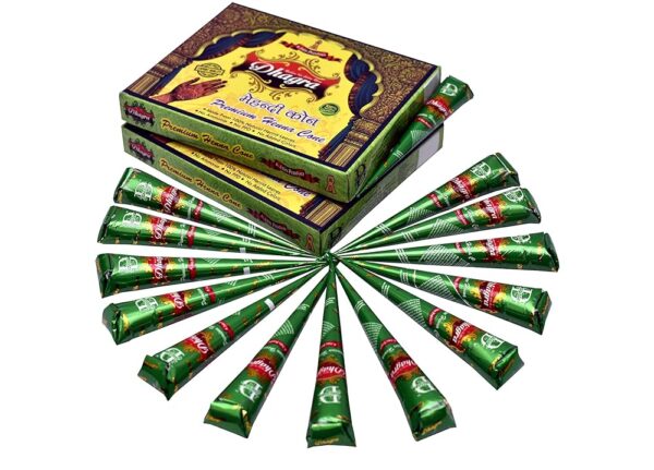 Dhagra's Premium Henna Mehendi Cone (Pack of 2) - 100% Natural - 24 Cones