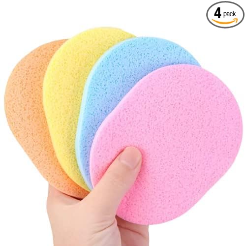 Diver Face Cleansing Sponge Puff Makeup Washing Pad Deep Cleansing & Exfoliating Facial Sponge - Assorted Color(Pack of 4,Multicolor)