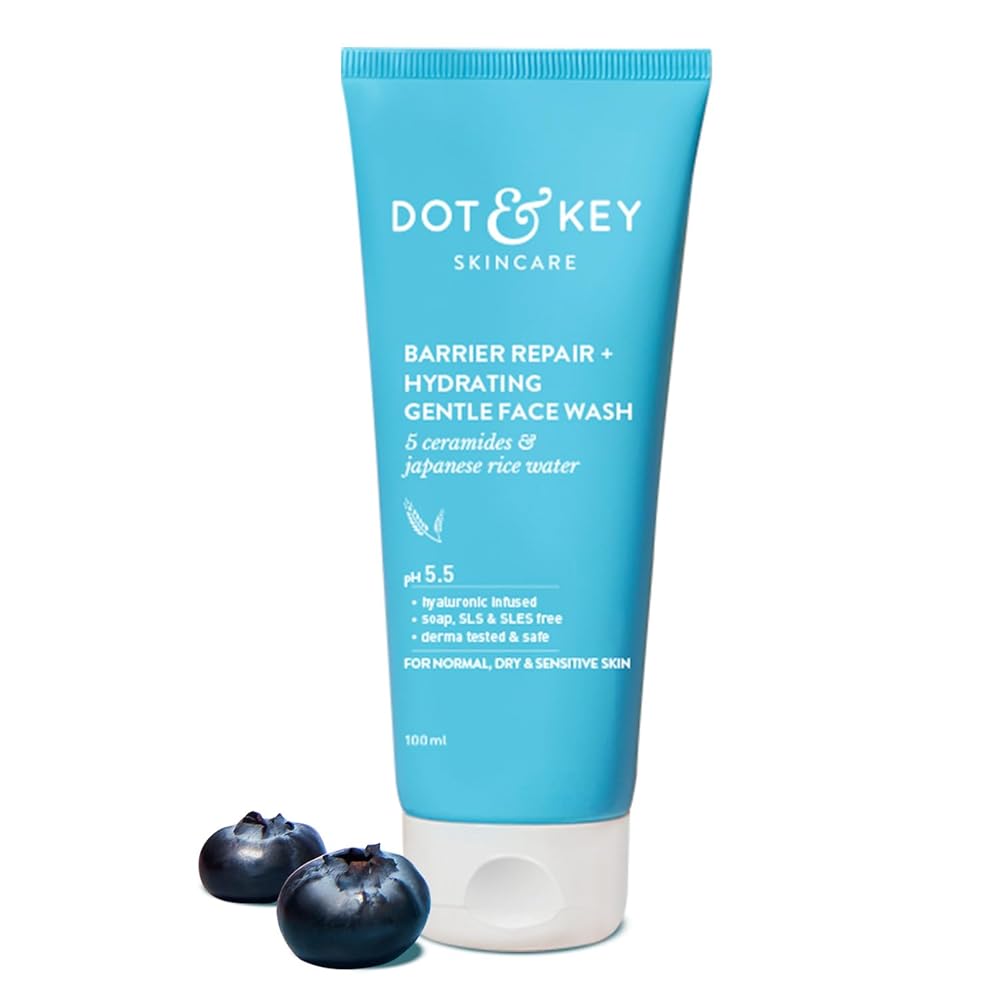 DOT & KEY Barrier Repair + Hydrating Gentle Face Wash With Probiotic | Ceremide Face Wash | For Dry Skin,Normal Skin & Sensitive Skin | Gently Cleanses Skin From Dirt & Oil For...