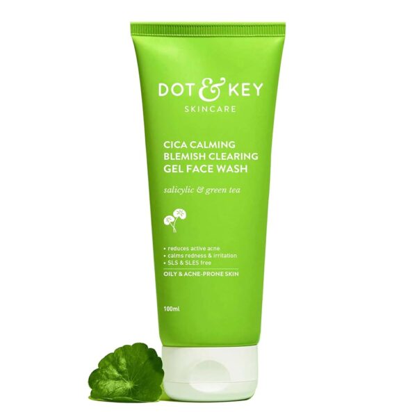 Dot & Key CICA Face Wash for Acne Prone Skin, 2% Salicylic Acid with Green Tea | For Oily & Sensitive Skin | Sulphate Free for Men & Women | Oil Control Face Wash with Zinc | 100ml