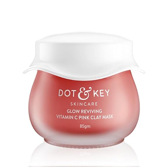 Dot & Key Glow Reviving Vitamin C Pink Clay Mask | Face Mask for Glowing Skin | Fades Pigmentation | Hydrates & Plumps Skin | For All Skin Types | For Women & Men | 85g