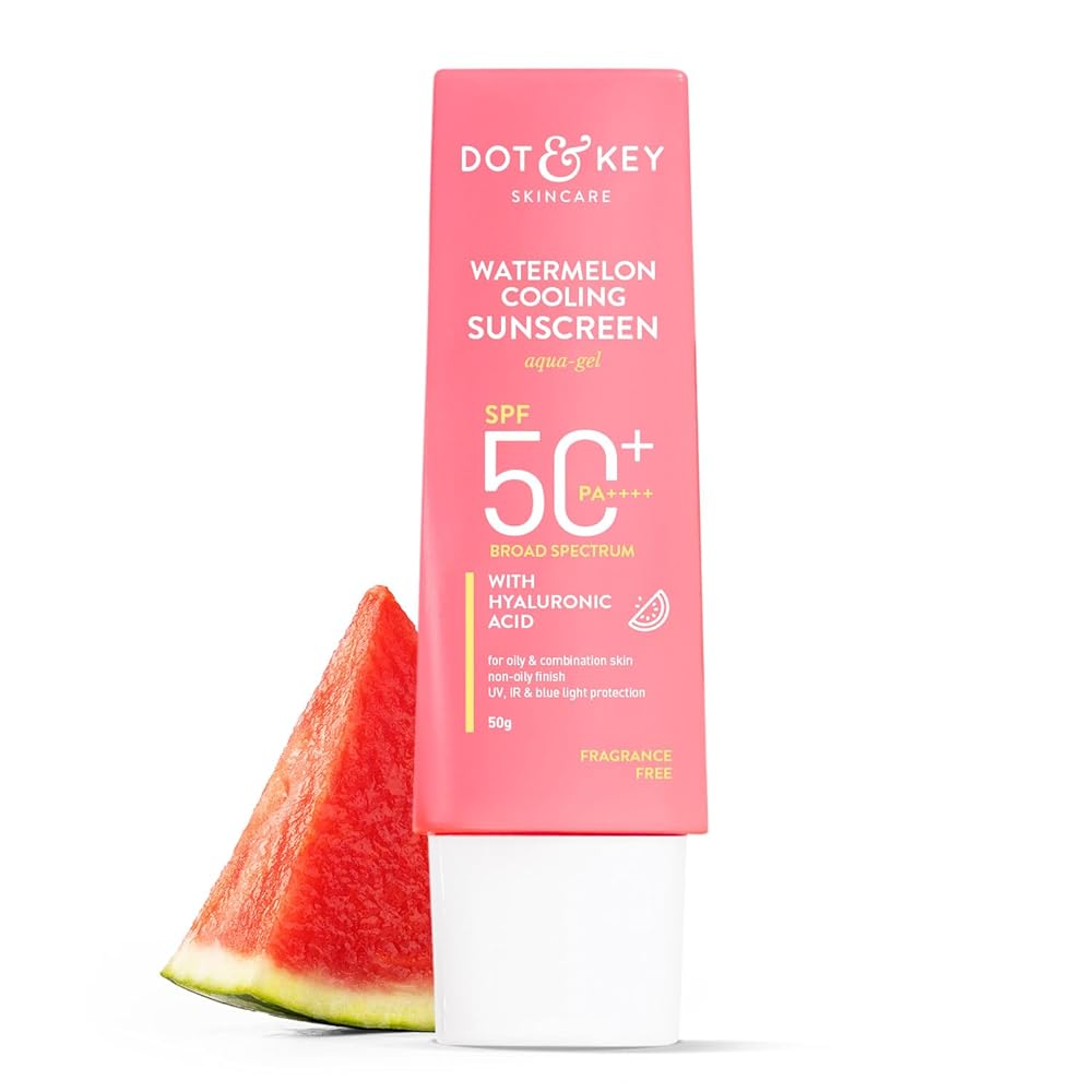 Dot & Key Watermelon Cooling Sunscreen SPF 50+ PA++++ | With Hyaluronic Acid, Instantly Cools Skin, Broad Spectrum Protection | Controls Excess Oil, Checks Tanning, No White...