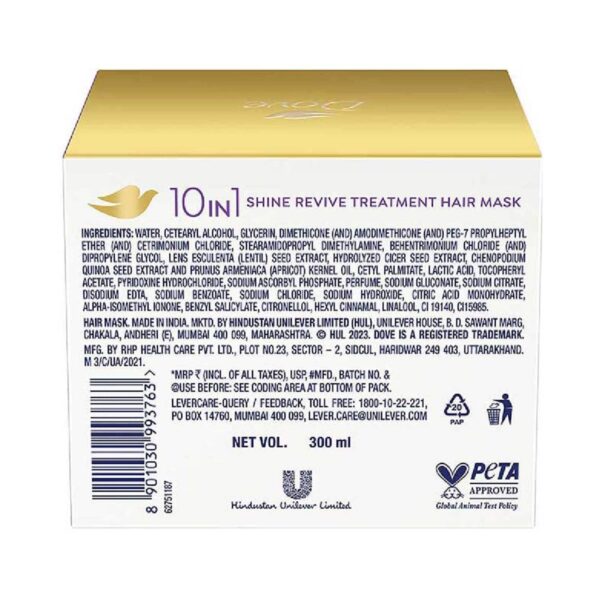 Dove 10-In-1 Shine Revive Treatment Hair Mask For Dull Hair (300 ml) - Dove