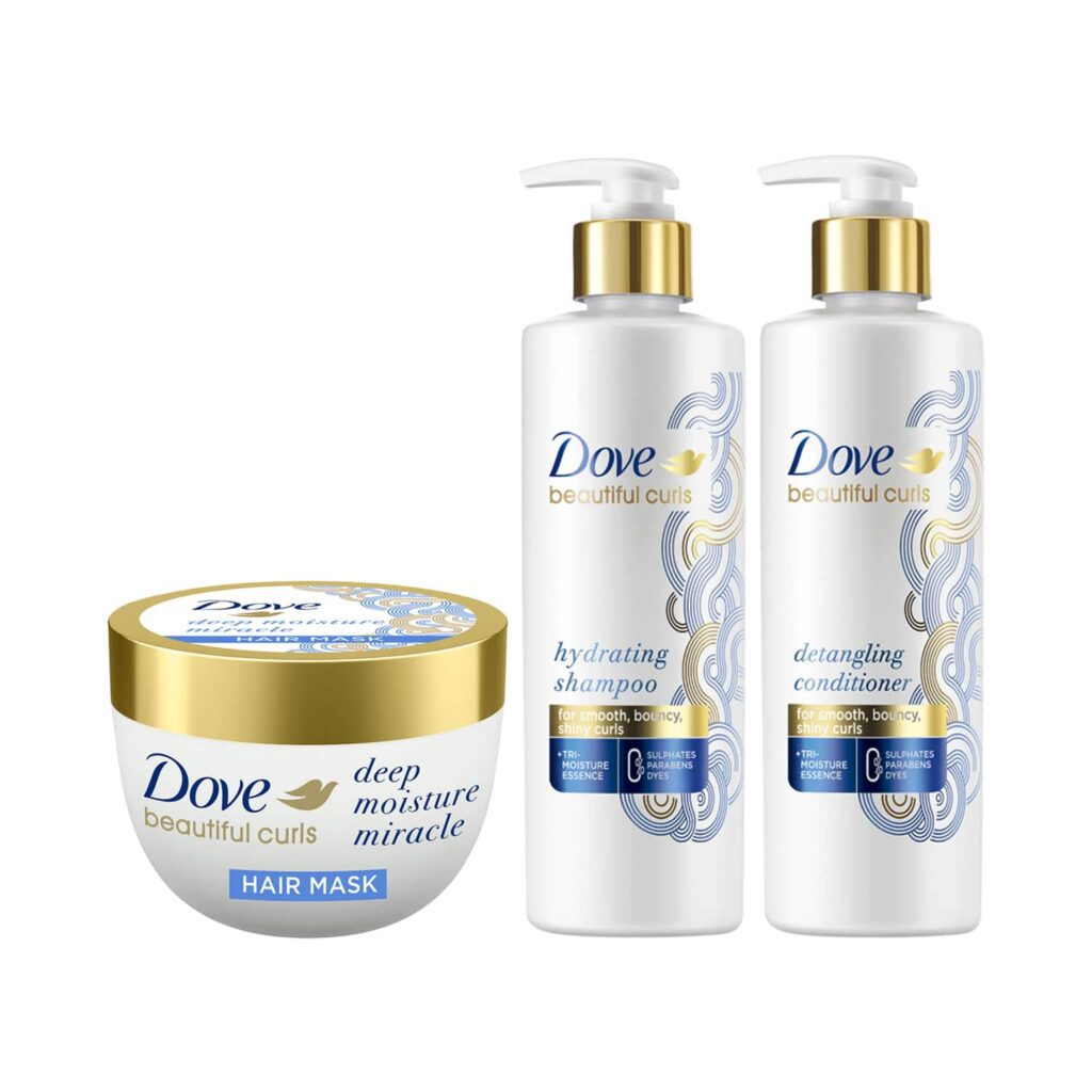 Dove Beautiful Curls Combo - Sulphate Free Hydrating Shampo + Conditioner + Hair Mask - Dove