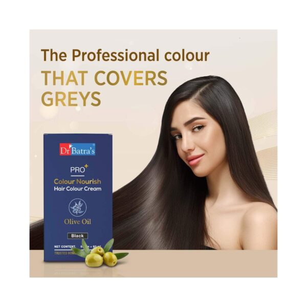 Dr Batras Pro+ Colour Nourish Hair Colour Cream for Rich Hair Color, Enriched with Amla-Black (120g) - Dr Batra's