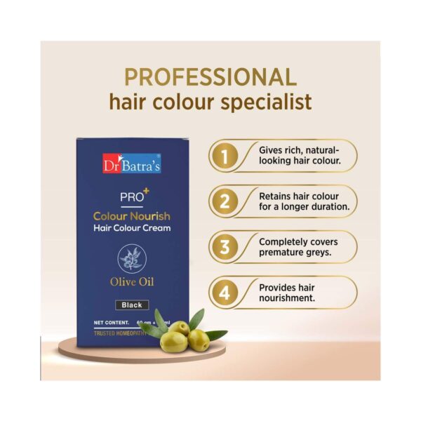 Dr Batras Pro+ Colour Nourish Hair Colour Cream for Rich Hair Color, Enriched with Amla-Black (120g) - Dr Batra's