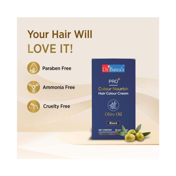 Dr Batras Pro+ Colour Nourish Hair Colour Cream for Rich Hair Color, Enriched with Amla-Black (120g) - Dr Batra's