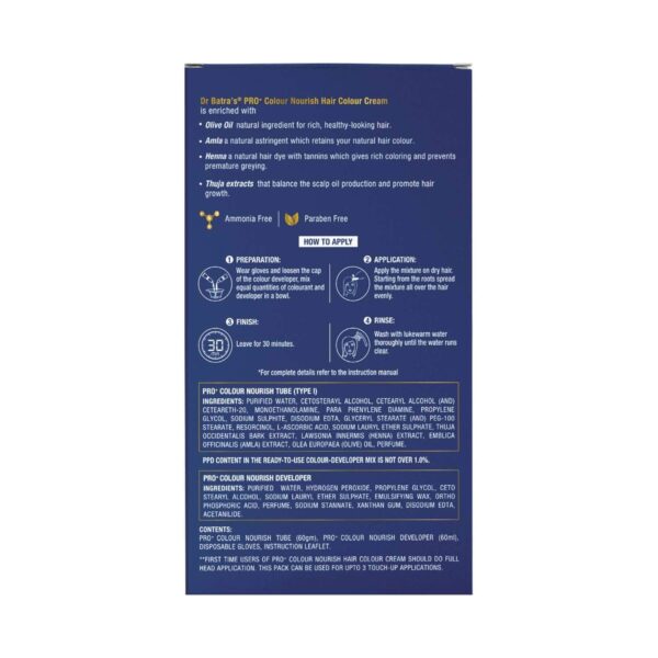 Dr Batras Pro+ Colour Nourish Hair Colour Cream for Rich Hair Color, Enriched with Amla-Brown (120g) - Dr Batra's