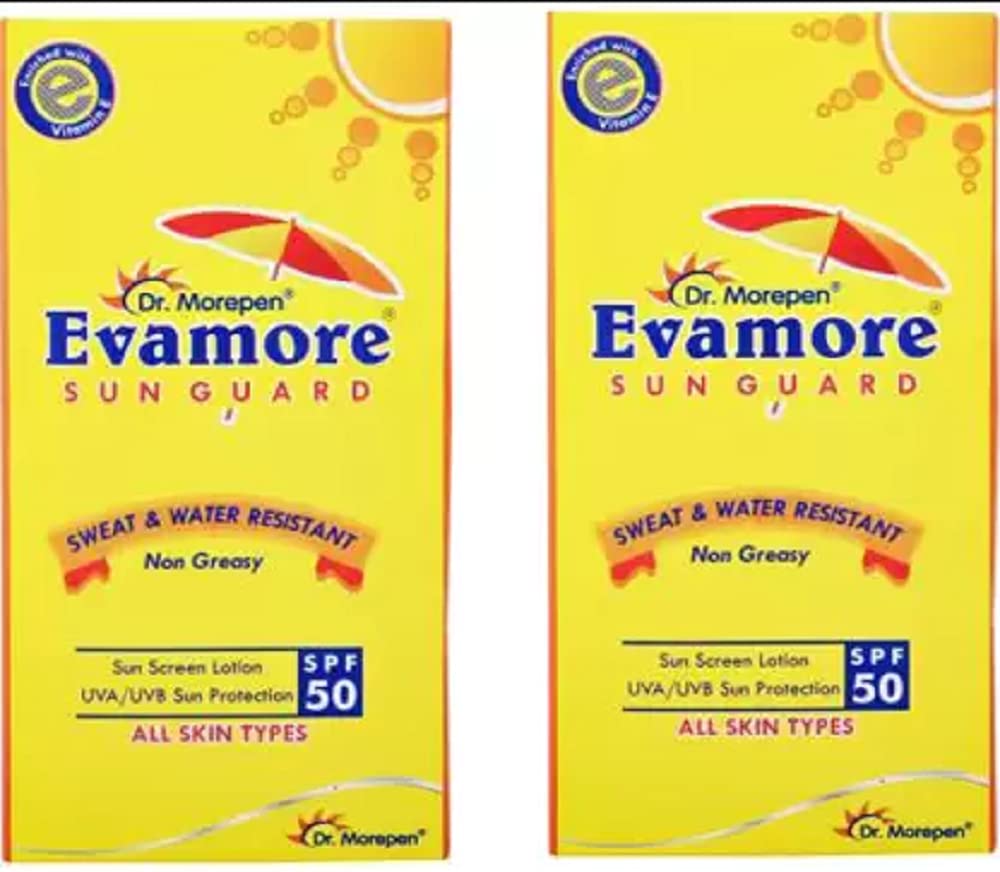Dr. Morepen Evamore Sun Guard For All Skin Type - SPF 50 PA++ (100 Ml) Pack Of 2 - SPF 50 PA++ (200 Ml)