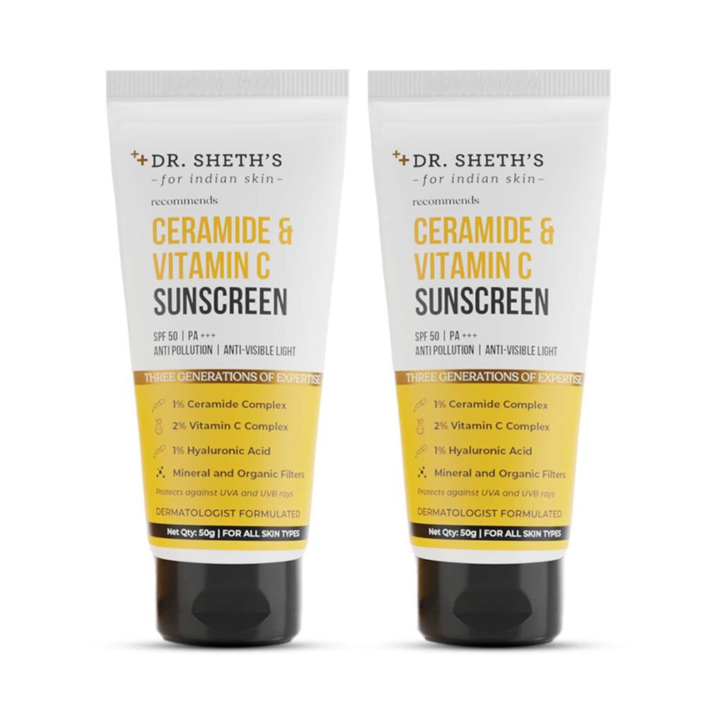 Dr. Sheth’s Ceramide & Vitamin C Sunscreen-50g (Pack of 2) Combo - Dr. Sheth's