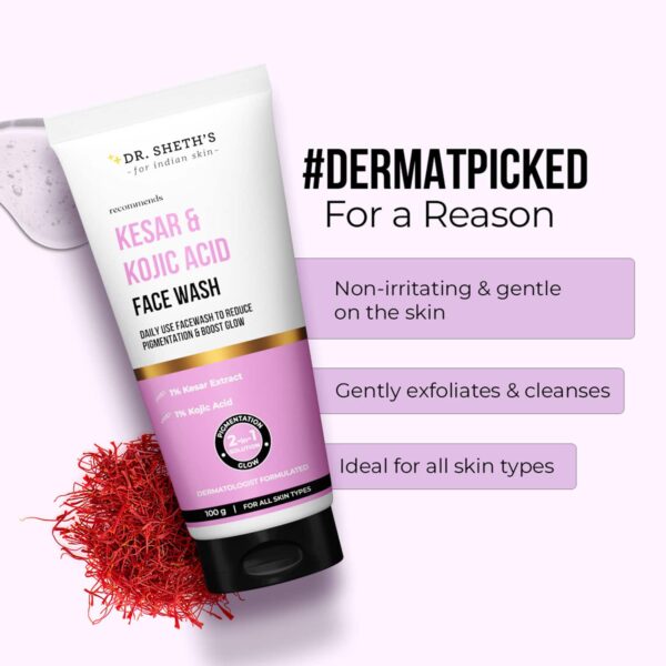 Dr. Sheth’s Kesar & Kojic Acid Facewash Pigmentation Free & Glowing Skin (100 g) - Dr. Sheth's