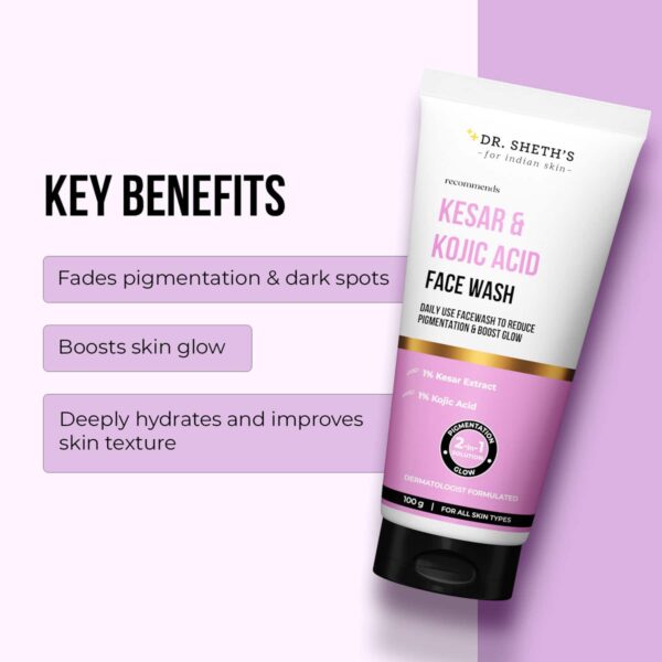 Dr. Sheth’s Kesar & Kojic Acid Facewash Pigmentation Free & Glowing Skin (100 g) - Dr. Sheth's